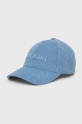 Zdjęcie produktu Pepe Jeans czapka z daszkiem kolor niebieski z aplikacją