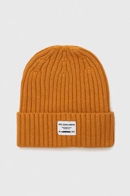 Zdjęcie produktu Pepe Jeans czapka z domieszką wełny dziecięca kolor pomarańczowy