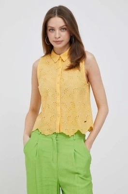 Zdjęcie produktu Pepe Jeans koszula bawełniana Eris damska kolor żółty regular z kołnierzykiem klasycznym