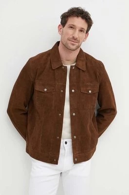 Zdjęcie produktu Pepe Jeans kurtka zamszowa VRYSON męska kolor brązowy przejściowa PM402963