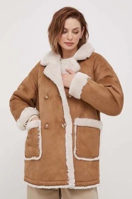 Zdjęcie produktu Pepe Jeans płaszcz Rose damski kolor brązowy przejściowy oversize