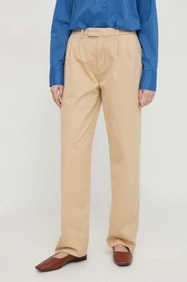 Zdjęcie produktu Pepe Jeans spodnie Tina damskie kolor beżowy fason chinos high waist