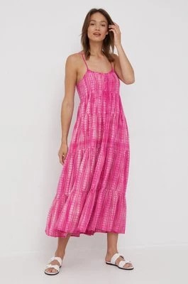 Zdjęcie produktu Pepe Jeans sukienka bawełniana PEARL kolor fioletowy maxi rozkloszowana