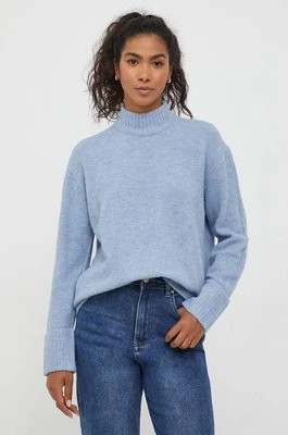 Zdjęcie produktu Pepe Jeans sweter z domieszką wełny damski kolor niebieski z półgolfem