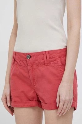 Zdjęcie produktu Pepe Jeans szorty bawełniane Balboa kolor czerwony gładkie medium waist