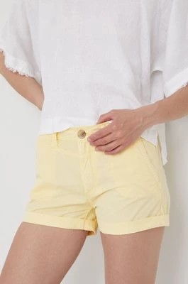 Zdjęcie produktu Pepe Jeans szorty bawełniane BALBOA SHORT damskie kolor żółty gładkie medium waist