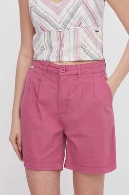 Zdjęcie produktu Pepe Jeans szorty damskie kolor różowy gładkie high waist