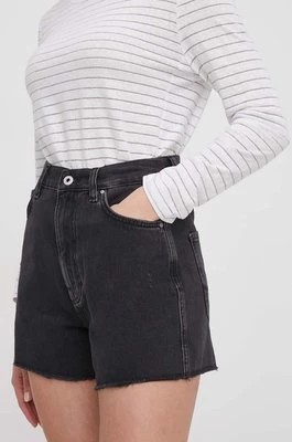 Zdjęcie produktu Pepe Jeans szorty jeansowe damskie kolor czarny gładkie high waist