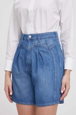 Zdjęcie produktu Pepe Jeans szorty jeansowe damskie kolor niebieski gładkie high waist