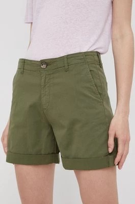 Zdjęcie produktu Pepe Jeans szorty JUNIE damskie kolor zielony gładkie medium waist