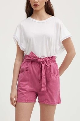 Zdjęcie produktu Pepe Jeans szorty VALLE damskie kolor różowy gładkie high waist PL801097