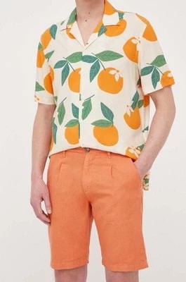 Zdjęcie produktu Pepe Jeans szorty z domieszką lnu Arkin kolor pomarańczowy