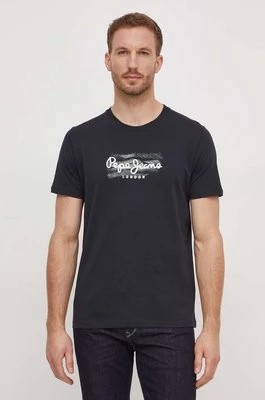 Zdjęcie produktu Pepe Jeans t-shirt bawełniany Castle męski kolor czarny z nadrukiem