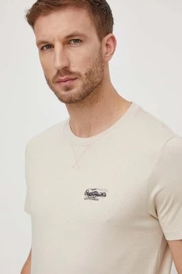 Zdjęcie produktu Pepe Jeans t-shirt bawełniany CHASE męski kolor beżowy z nadrukiem