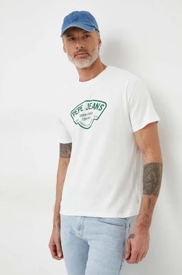 Zdjęcie produktu Pepe Jeans t-shirt bawełniany Cherry męski kolor biały z nadrukiem