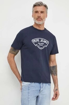 Zdjęcie produktu Pepe Jeans t-shirt bawełniany Cherry męski kolor granatowy z nadrukiem