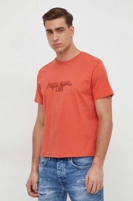 Zdjęcie produktu Pepe Jeans t-shirt bawełniany Chris męski kolor pomarańczowy z nadrukiem