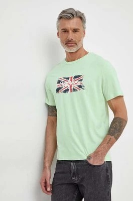 Zdjęcie produktu Pepe Jeans t-shirt bawełniany Clag męski kolor zielony z nadrukiem