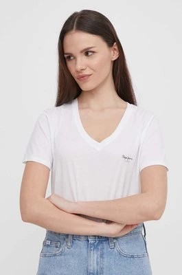 Zdjęcie produktu Pepe Jeans t-shirt bawełniany damski kolor biały