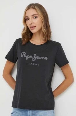 Zdjęcie produktu Pepe Jeans t-shirt bawełniany damski kolor czarny