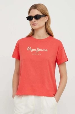 Zdjęcie produktu Pepe Jeans t-shirt bawełniany damski kolor czerwony