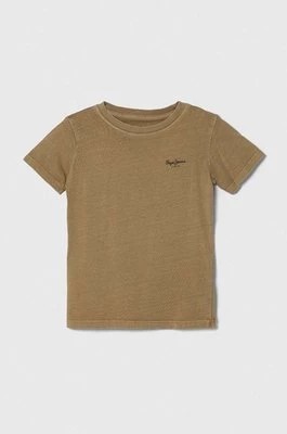 Zdjęcie produktu Pepe Jeans t-shirt bawełniany dziecięcy kolor beżowy gładki