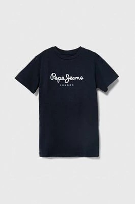 Zdjęcie produktu Pepe Jeans t-shirt bawełniany dziecięcy kolor granatowy z nadrukiem