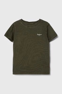 Zdjęcie produktu Pepe Jeans t-shirt bawełniany dziecięcy kolor zielony gładki