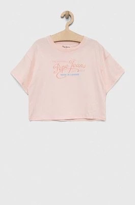 Zdjęcie produktu Pepe Jeans t-shirt bawełniany dziecięcy Non-denim kolor różowy