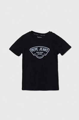 Zdjęcie produktu Pepe Jeans t-shirt bawełniany dziecięcy REGEN kolor granatowy z nadrukiem