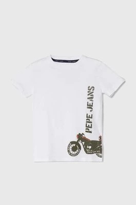 Zdjęcie produktu Pepe Jeans t-shirt bawełniany dziecięcy ROBERT kolor biały z nadrukiem