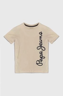 Zdjęcie produktu Pepe Jeans t-shirt bawełniany dziecięcy WALDO kolor beżowy z nadrukiem