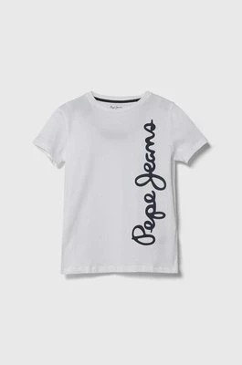 Zdjęcie produktu Pepe Jeans t-shirt bawełniany dziecięcy WALDO kolor biały z nadrukiem