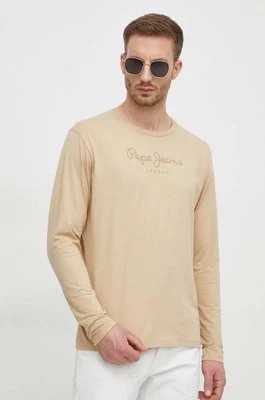 Zdjęcie produktu Pepe Jeans t-shirt bawełniany Eggo męski kolor beżowy z nadrukiem