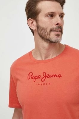 Zdjęcie produktu Pepe Jeans t-shirt bawełniany Eggo męski kolor pomarańczowy z nadrukiem