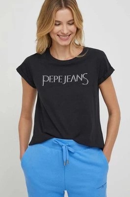 Zdjęcie produktu Pepe Jeans t-shirt bawełniany HANNON damski kolor czarny