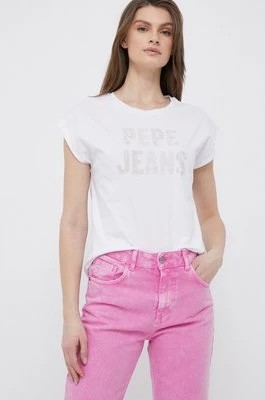 Zdjęcie produktu Pepe Jeans t-shirt bawełniany kolor biały
