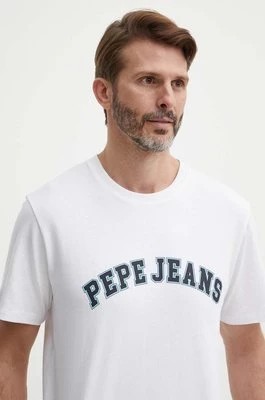 Zdjęcie produktu Pepe Jeans t-shirt bawełniany męski kolor beżowy z nadrukiem
