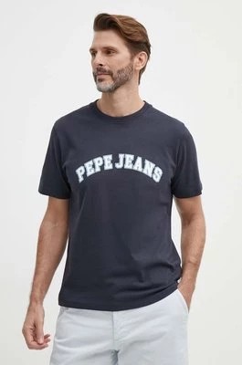 Zdjęcie produktu Pepe Jeans t-shirt bawełniany męski kolor granatowy z nadrukiem