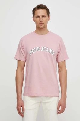 Zdjęcie produktu Pepe Jeans t-shirt bawełniany męski kolor różowy z nadrukiem