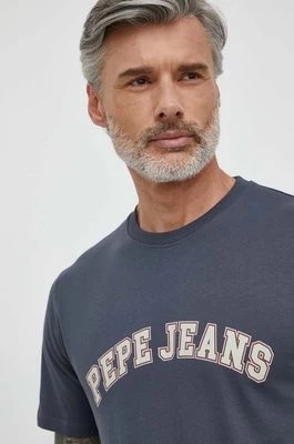 Zdjęcie produktu Pepe Jeans t-shirt bawełniany męski kolor szary z nadrukiem