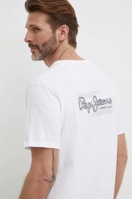 Zdjęcie produktu Pepe Jeans t-shirt bawełniany SINGLE CLIFORD męski kolor biały z nadrukiem PM509367
