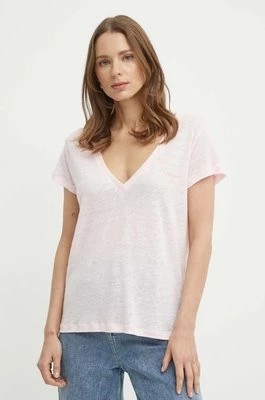 Zdjęcie produktu Pepe Jeans t-shirt lniany LEIGHTON kolor różowy PL505855