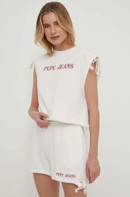 Zdjęcie produktu Pepe Jeans top bawełniany Kendall kolor beżowy