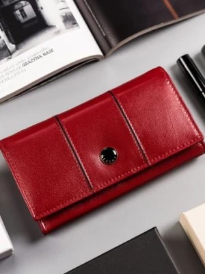 Zdjęcie produktu Peterson skórzany portfel damski na zatrzask- czerwony