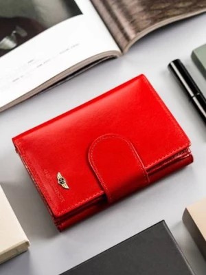 Zdjęcie produktu Peterson skórzany, średni portfel damski na zatrzask- czerwony