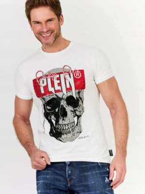 Zdjęcie produktu PHILIPP PLEIN Biały t-shirt z czaszką i logo