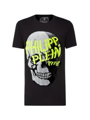 Zdjęcie produktu Philipp Plein, Czarna koszulka z kolorowymi literami marki i czaszką Black, male,