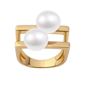 Zdjęcie produktu Pierścionek srebrny pozłacany z perłami - Pearls Pearls - Biżuteria YES