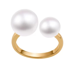 Zdjęcie produktu Pierścionek srebrny pozłacany z perłami - Pearls Pearls - Biżuteria YES